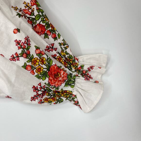 Anthropologie x Kinga Csilla Tunic Small Boho Peasant Oversize Floral Linen - Picture 10 of 12